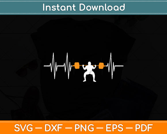 Weightlifting Heartbeat Bodybuilding Svg Digital Cutting File