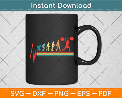 Weightlifting Vintage Heartbeat Evolution Svg Digital Cutting File
