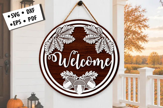 Welcome Fall Door Hanger Laser Cut SVG