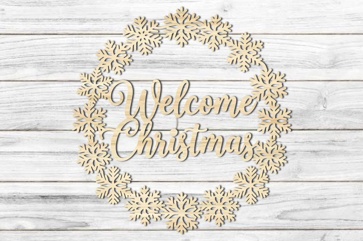 Welcome Christmas Wreath Laser Cut SVG | Christmas Wreath SVG Design