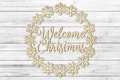 Welcome Christmas Wreath Laser Cut SVG | Christmas Wreath SVG Design