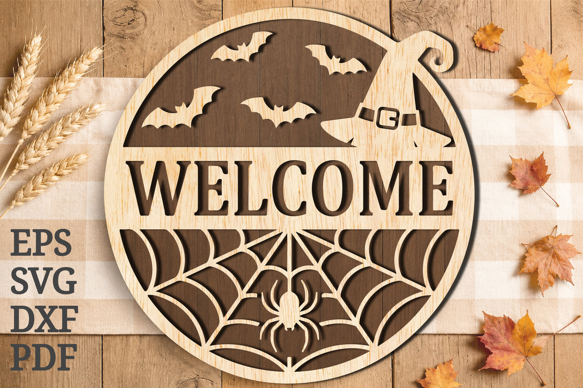 Welcome Halloween Sign SVG Laser Cut