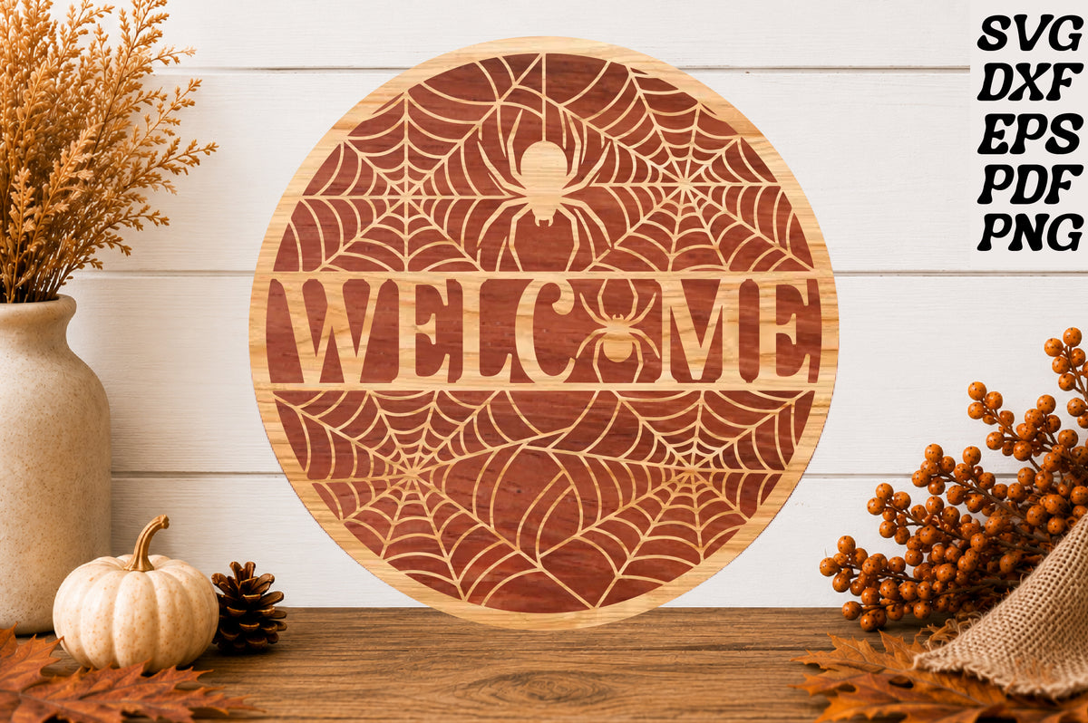 Welcome Spider Web Round SVG