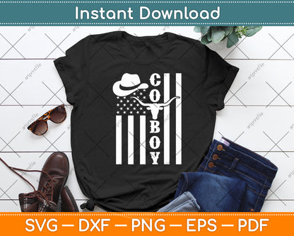 Western American Flag Retro Cowboy Svg Digital Cutting File