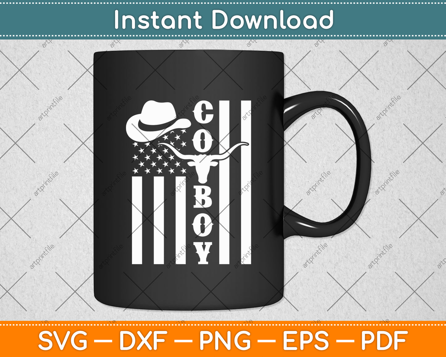 Western American Flag Retro Cowboy Svg Digital Cutting File