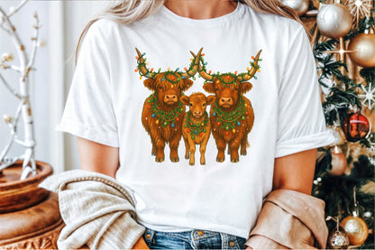 Watercolor Western Christmas Highland Cow Family Clipart Country Holiday PNG