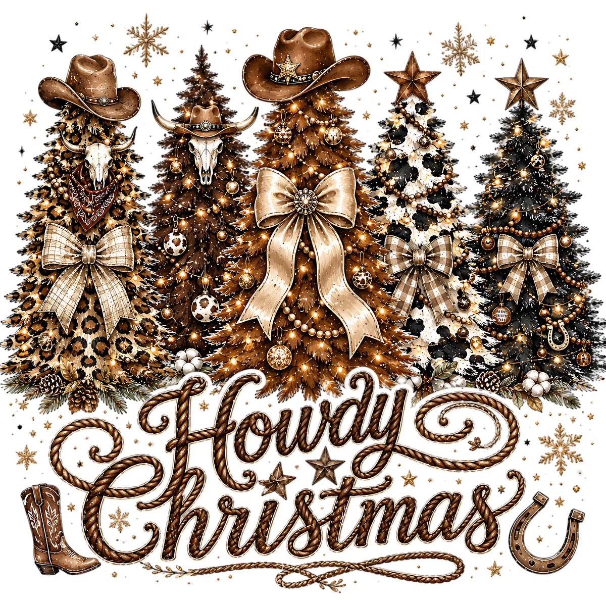 Western Cowboy Christmas Trees PNG