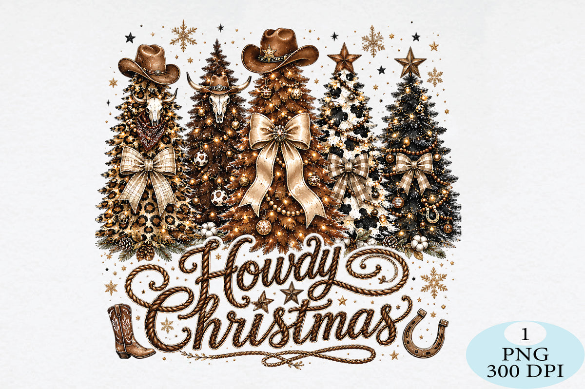 Western Cowboy Christmas Trees PNG