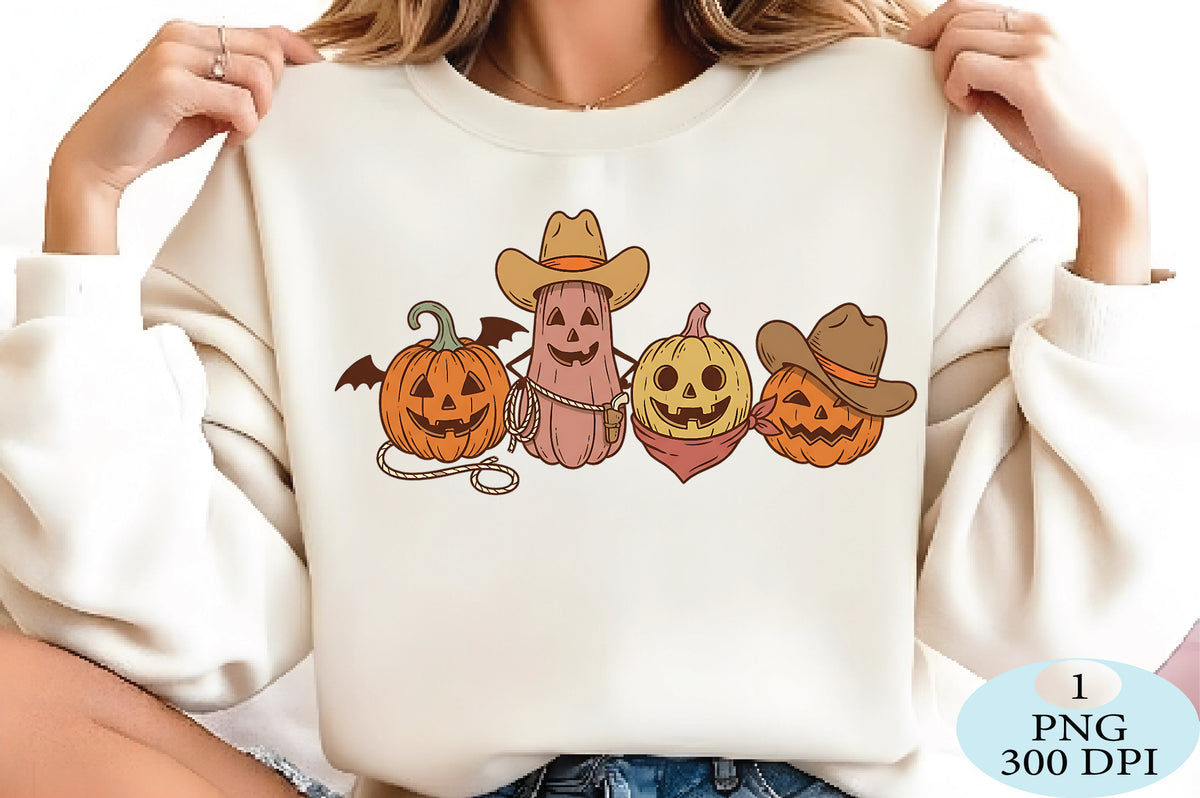 Western Cowboy Pumpkins Halloween PNG