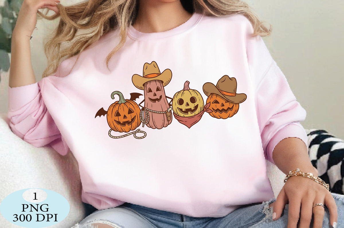 Western Cowboy Pumpkins Halloween PNG