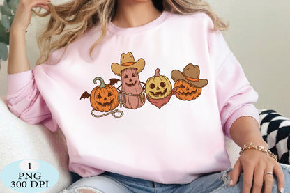 Western Cowboy Pumpkins Halloween PNG