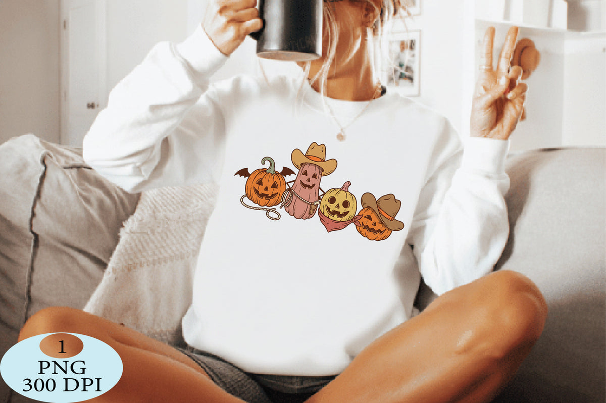 Western Cowboy Pumpkins Halloween PNG