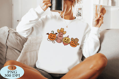 Western Cowboy Pumpkins Halloween PNG