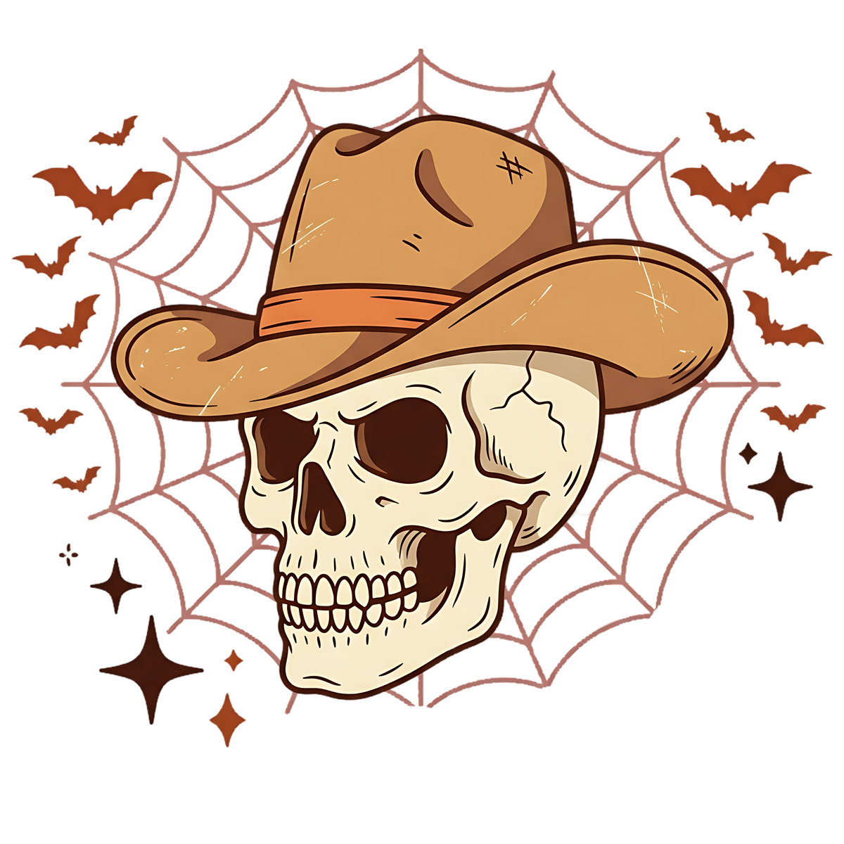 Western Cowboy Skull Halloween PNG