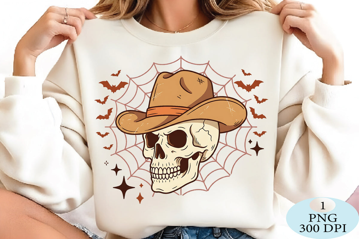 Western Cowboy Skull Halloween PNG