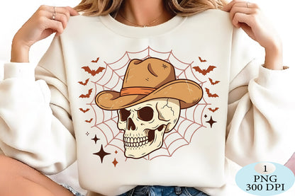Western Cowboy Skull Halloween PNG