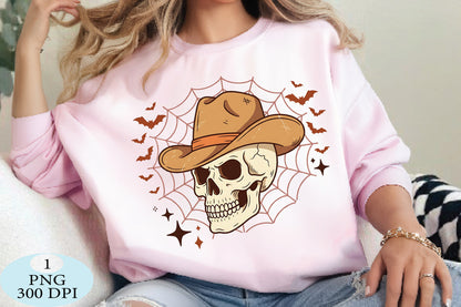Western Cowboy Skull Halloween PNG