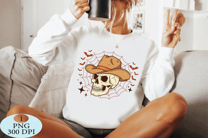Western Cowboy Skull Halloween PNG