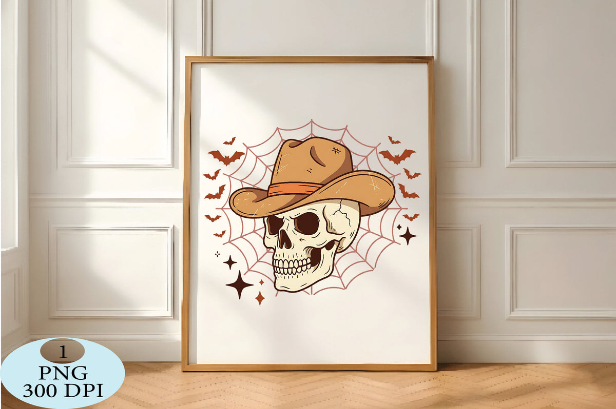 Western Cowboy Skull Halloween PNG