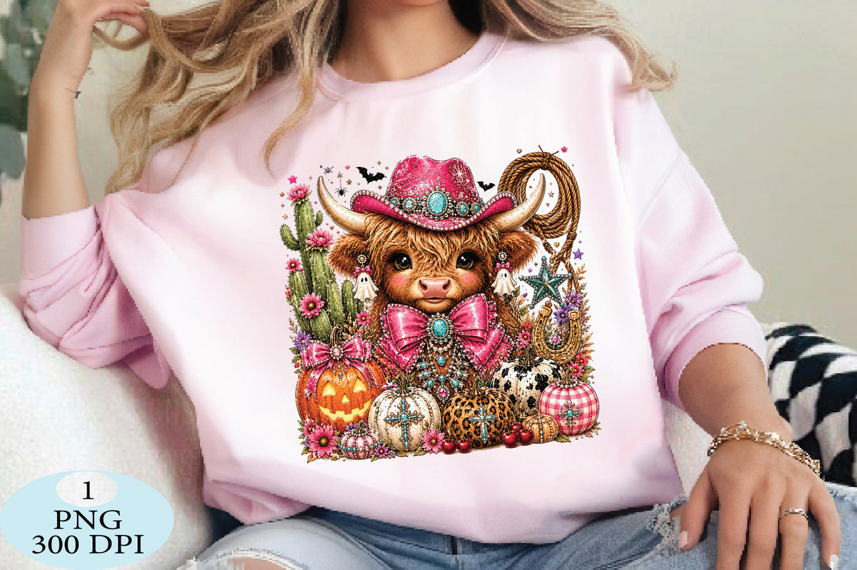 Western Halloween Highland Cow PNG
