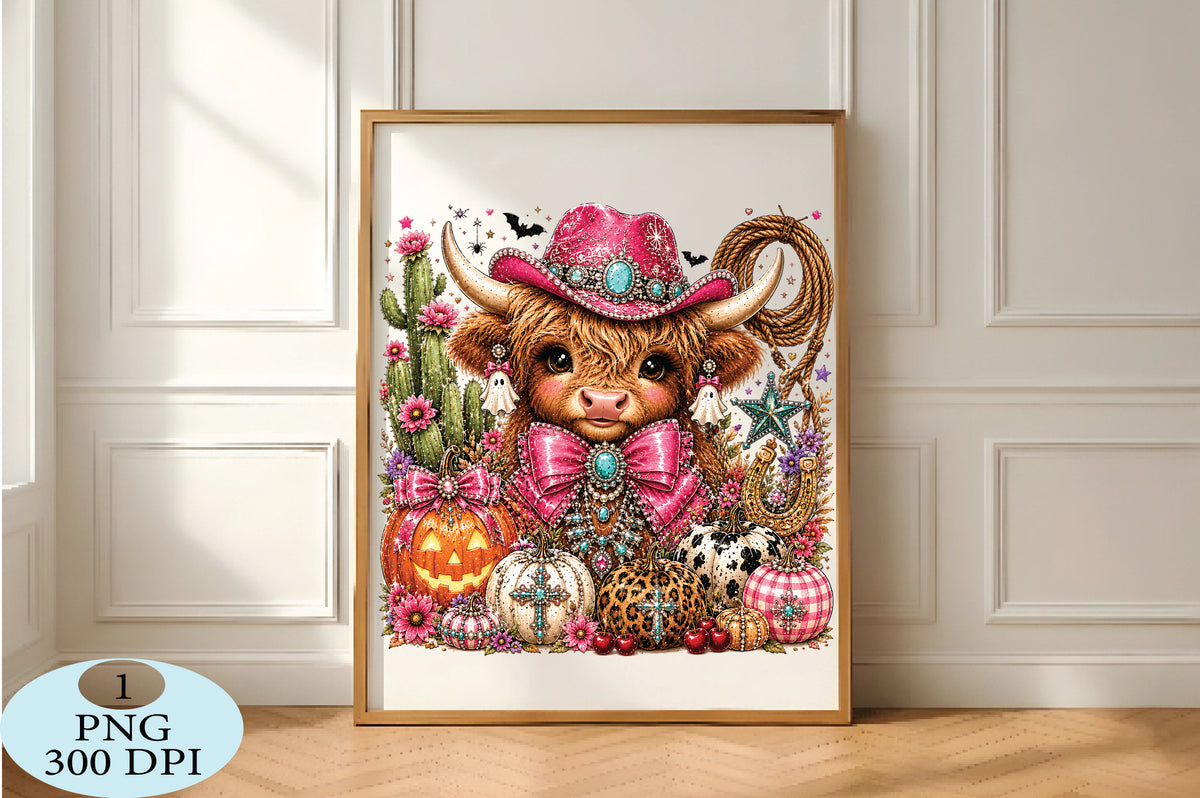 Western Halloween Highland Cow PNG