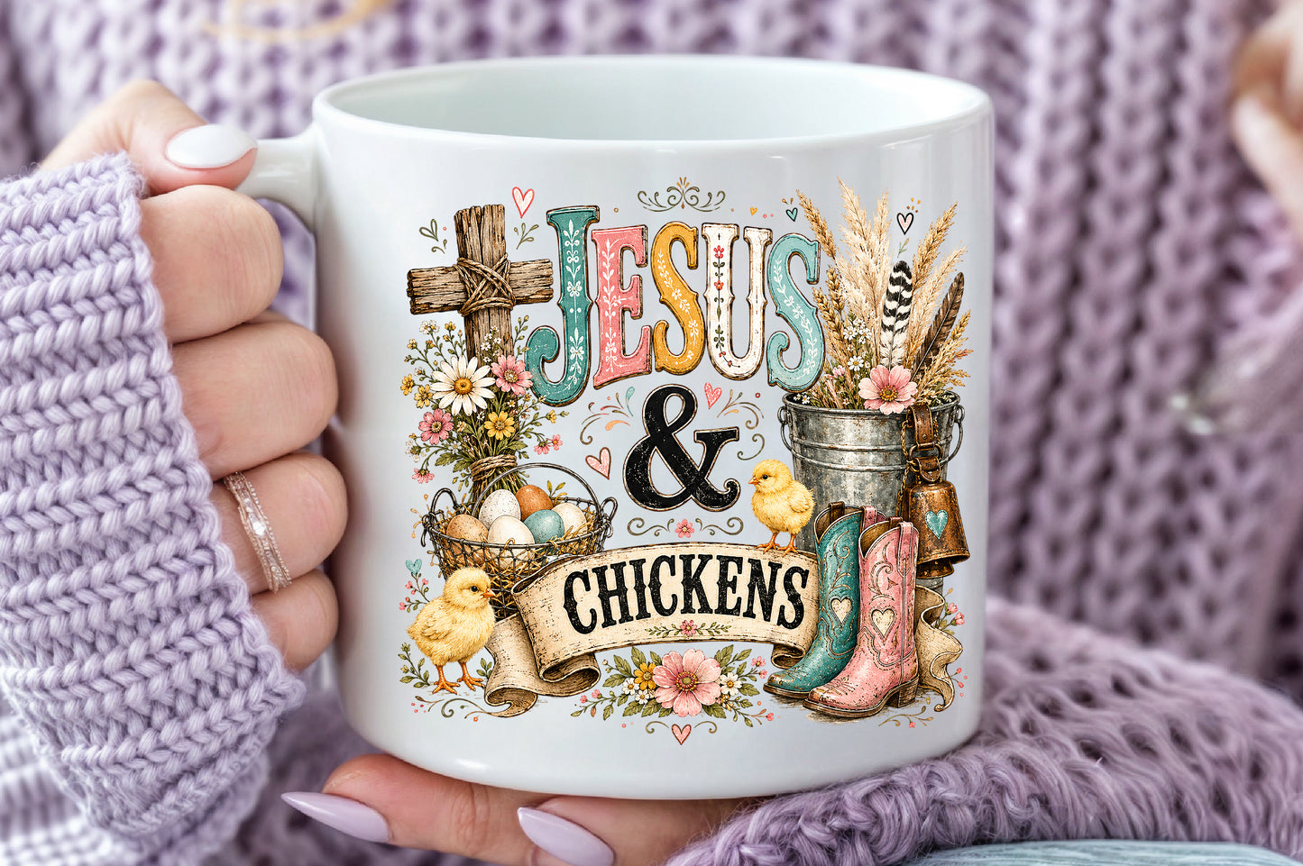 Western Jesus PNG Cowgirl Faith Horses Country Sublimation Design