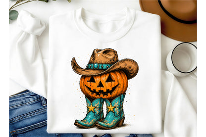 Western Halloween Pumpkin PNG  Cowboy Hat Boots Jack O Lantern