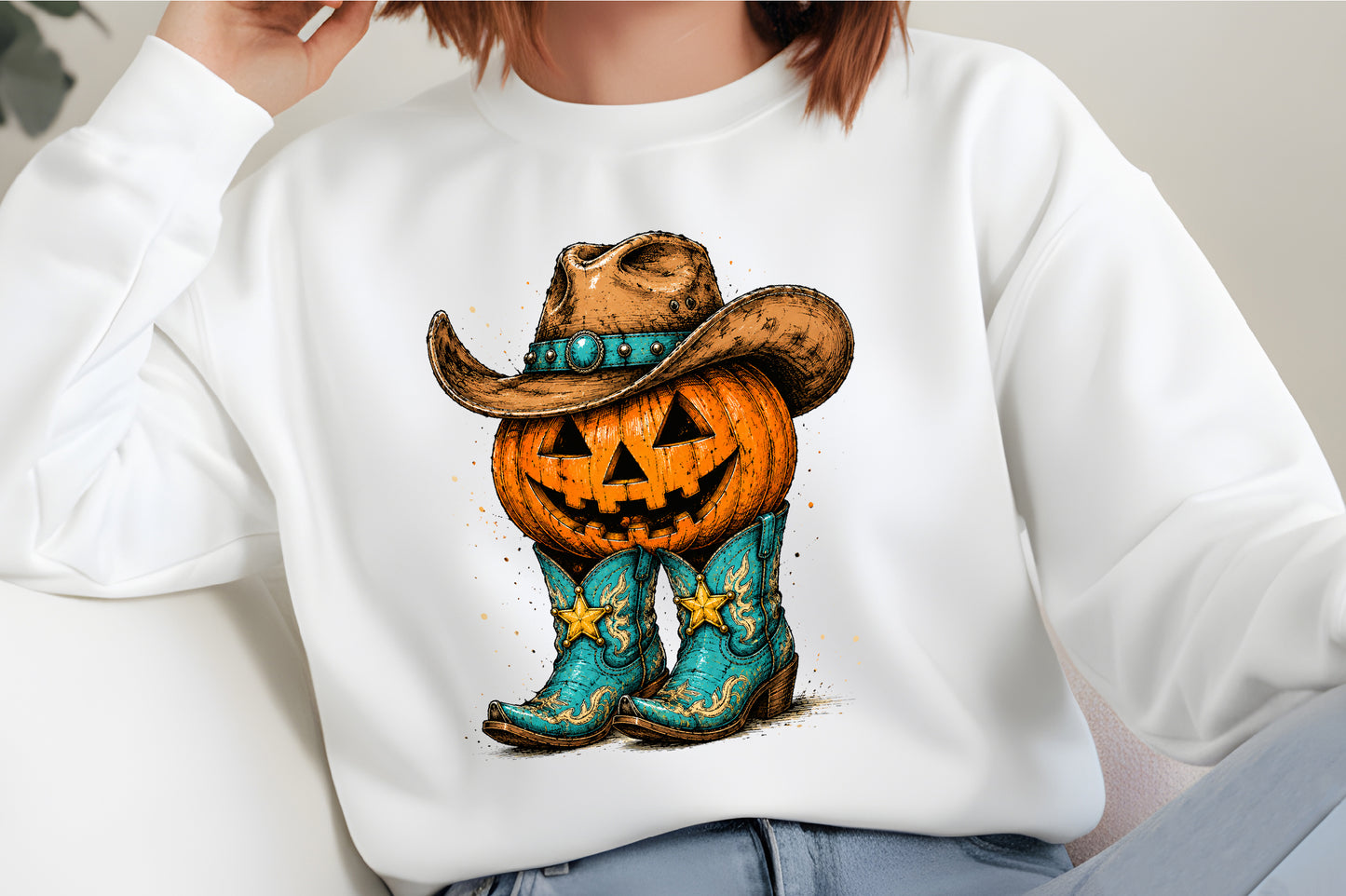 Western Halloween Pumpkin PNG  Cowboy Hat Boots Jack O Lantern