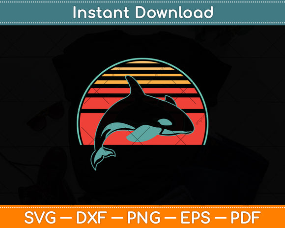 Whale Retro Vintage 80s Style Svg Png Dxf Digital Cutting File