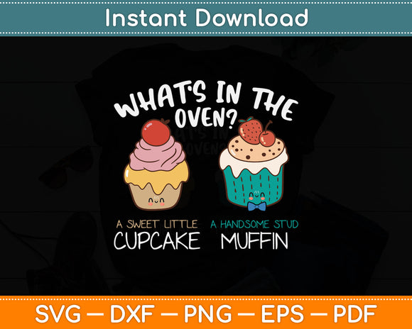 Gender Reveal Party - What's In The Oven? Cupcake or Muffin Svg Digital Cutting File
