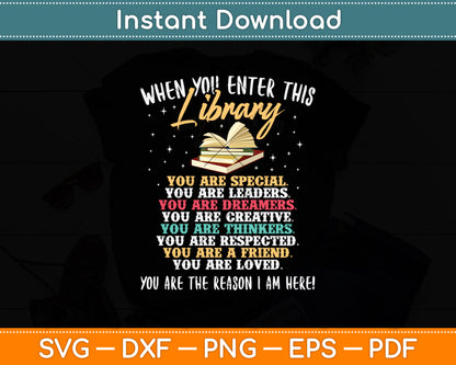 When You Enter This Library Funny Librarian Book Lover Svg Digital Cutting File