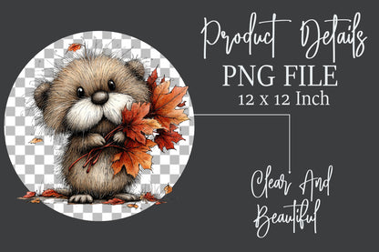 Whimsical Autumn Beaver PNG Cute Fall Beaver Animal Clipart Bundle