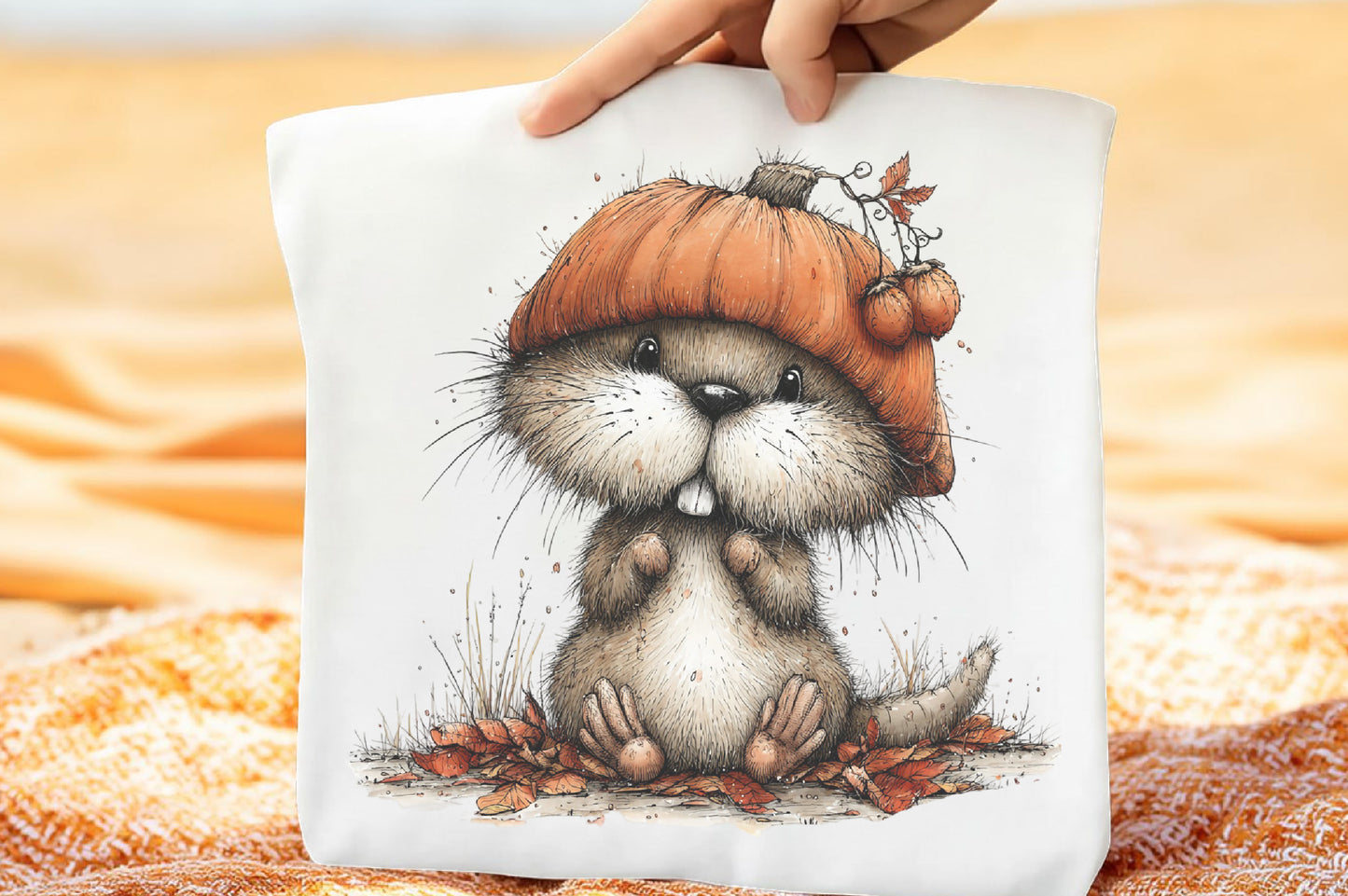 Whimsical Autumn Beaver PNG Cute Fall Beaver Animal Clipart Bundle