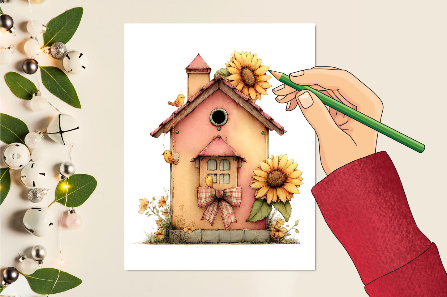 Whimsical Autumn Birdhouse PNG Fall Birds Sunflower Cottage Clipart Bundle