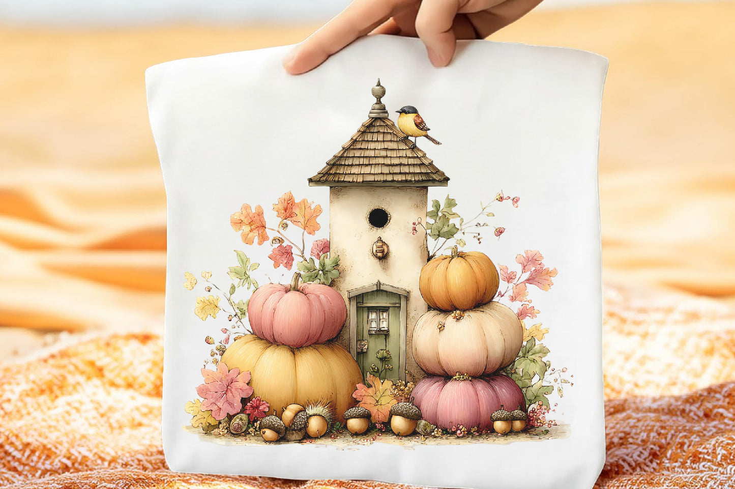 Whimsical Autumn Birdhouse PNG Fall Birds Sunflower Cottage Clipart Bundle