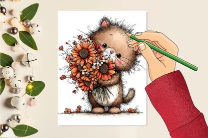 Whimsical Autumn Cats PNG Cute Fall Cat Animal Clipart Bundle