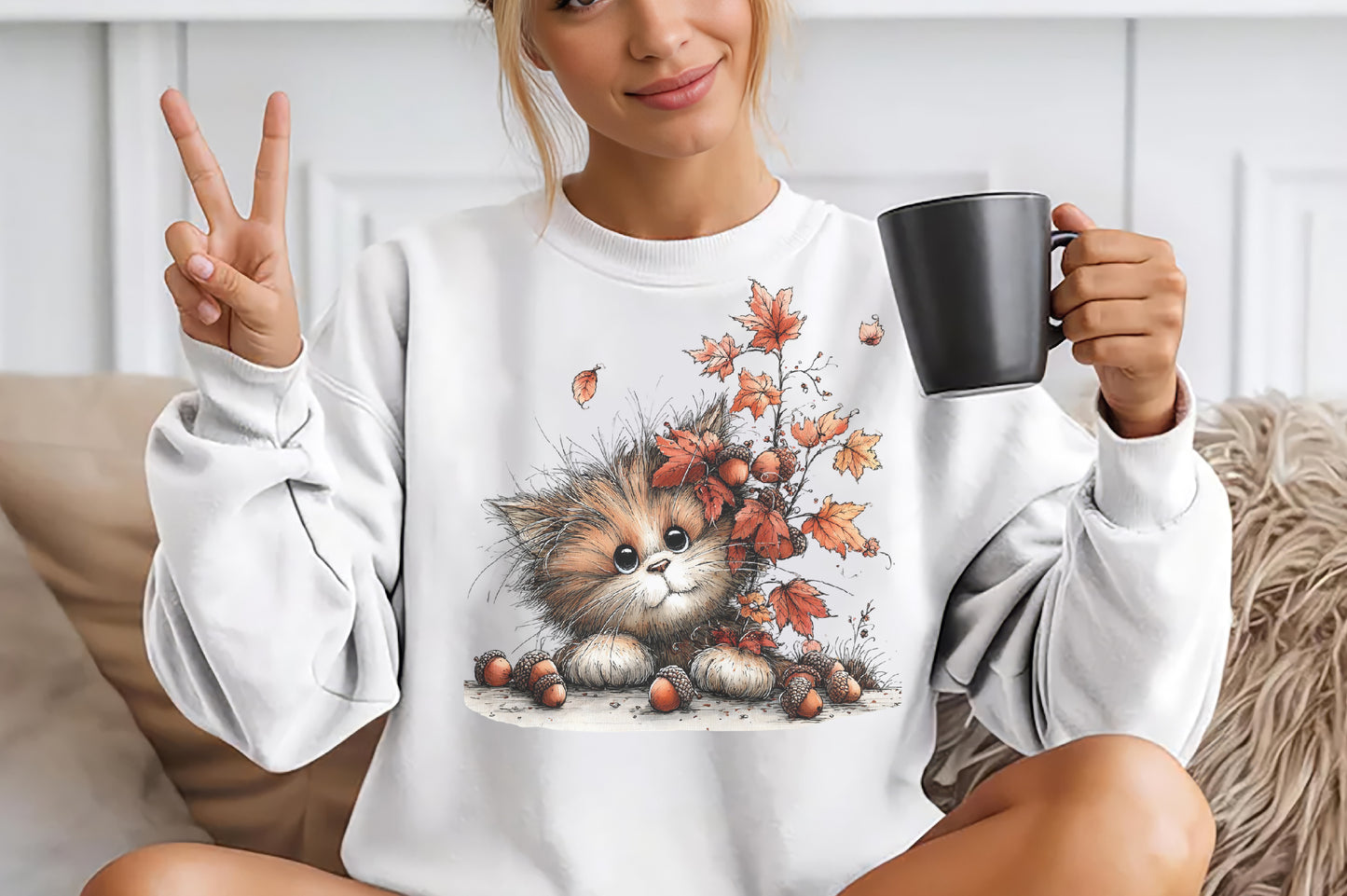 Whimsical Autumn Cats PNG Cute Fall Cat Animal Clipart Bundle