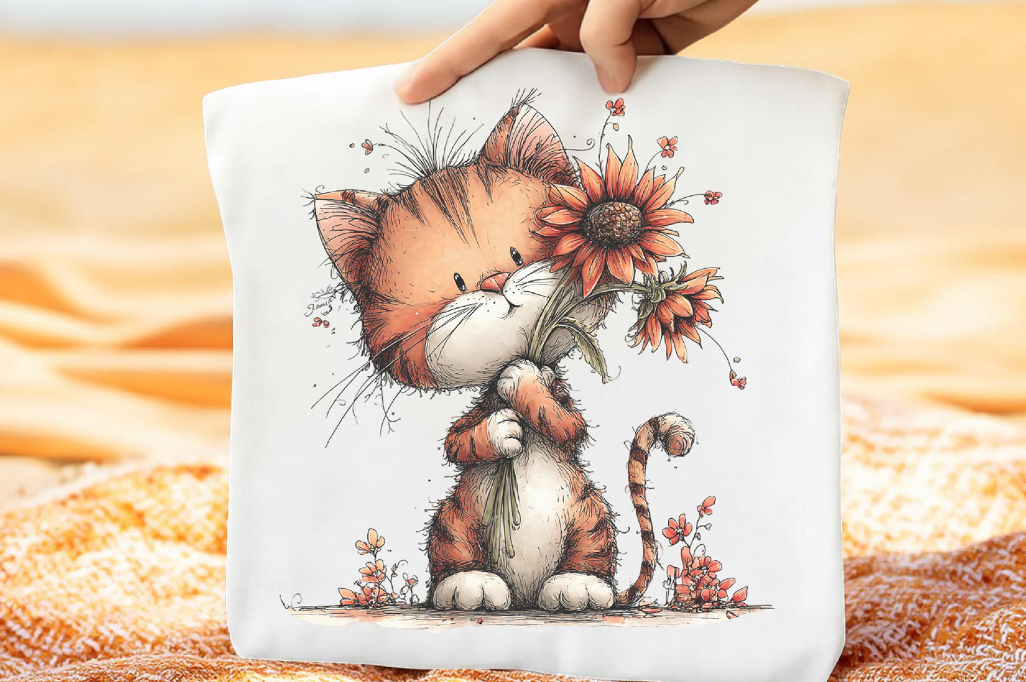 Whimsical Autumn Cats PNG Cute Fall Cat Animal Clipart Bundle