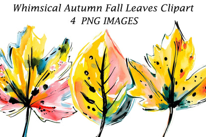 Whimsical Autumn Fall Leaves Clipart