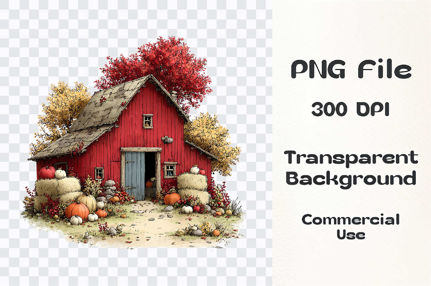 Whimsical Autumn Farm PNG Bundle | Cute Fall Farm Kids Clipart, Watercolor Autumn Harvest Characters, Rustic Thanksgiving PNG