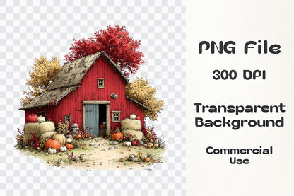 Whimsical Autumn Farm PNG Bundle | Cute Fall Farm Kids Clipart, Watercolor Autumn Harvest Characters, Rustic Thanksgiving PNG