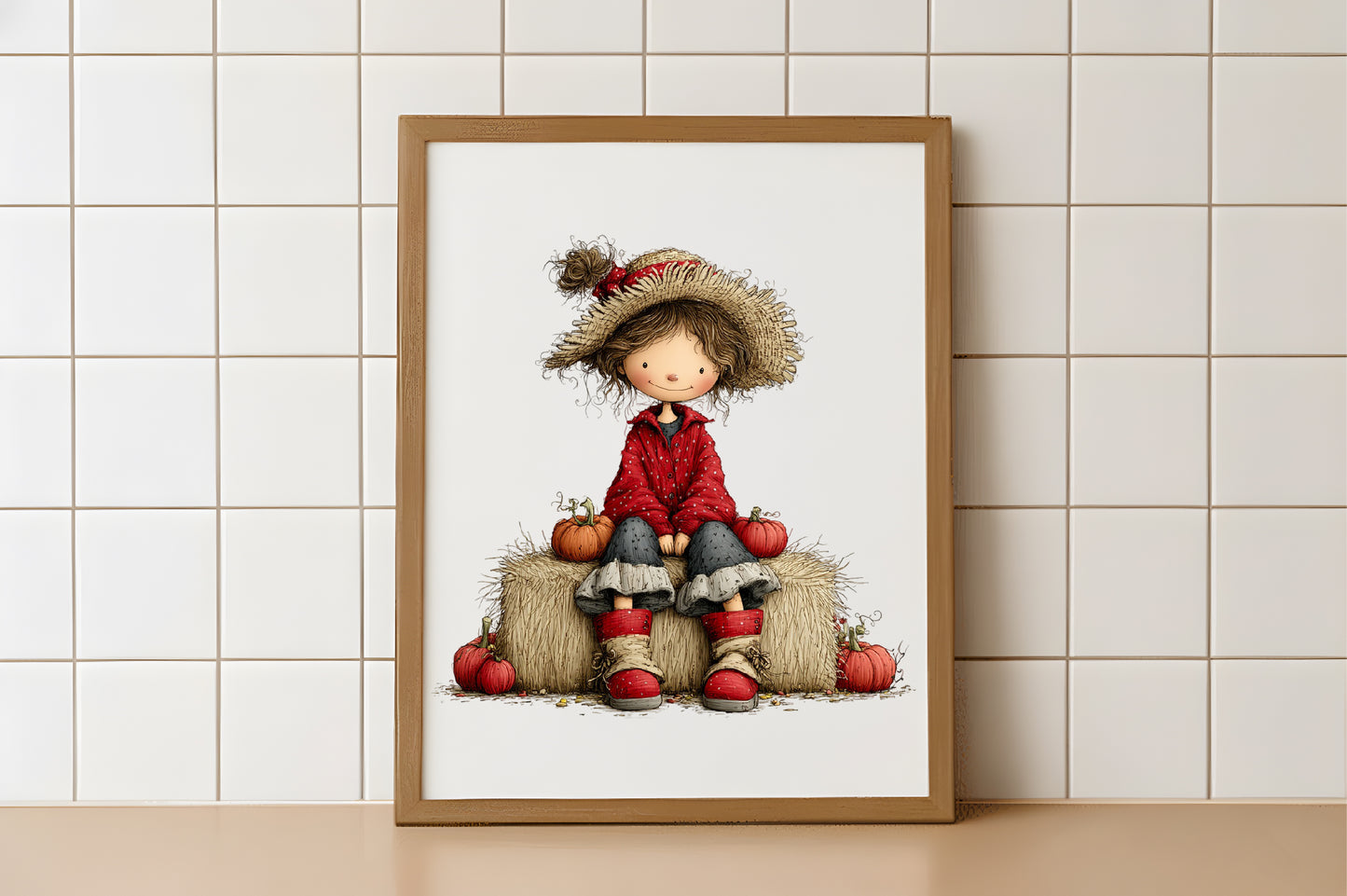 Whimsical Autumn Farm PNG Bundle | Cute Fall Farm Kids Clipart, Watercolor Autumn Harvest Characters, Rustic Thanksgiving PNG