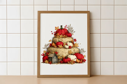 Autumn Farmhouse PNG Bundle | Whimsical Fall Farm Animals Clipart, Rustic Harvest & Thanksgiving Farmhouse Graphics