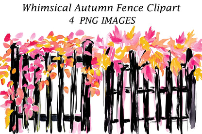 Whimsical Autumn Fence Clipart