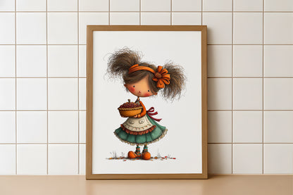 Autumn Little Girl PNG Bundle | Whimsical Fall Girl Clipart, Cute Autumn Children, Pumpkin & Leaf Harvest Graphics