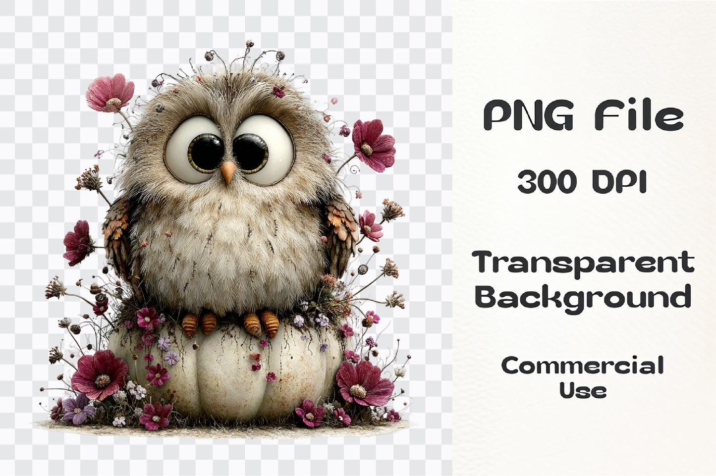 Whimsical Autumn Owl PNG  Cute Fall Owl Harvest Clipart Bundle