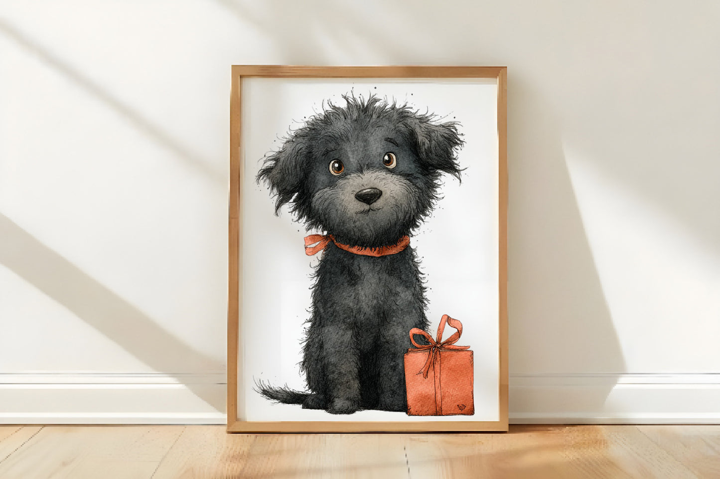 Whimsical Black Dog Clipart PNG Bundle | Cute Watercolor Black Puppy Clipart