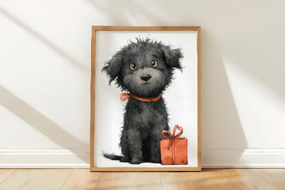 Whimsical Black Dog Clipart PNG Bundle | Cute Watercolor Black Puppy Clipart
