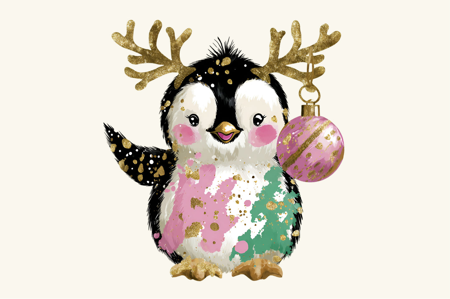 Brush Stock Christmas Penguin Clipart PNG – 4 Designs