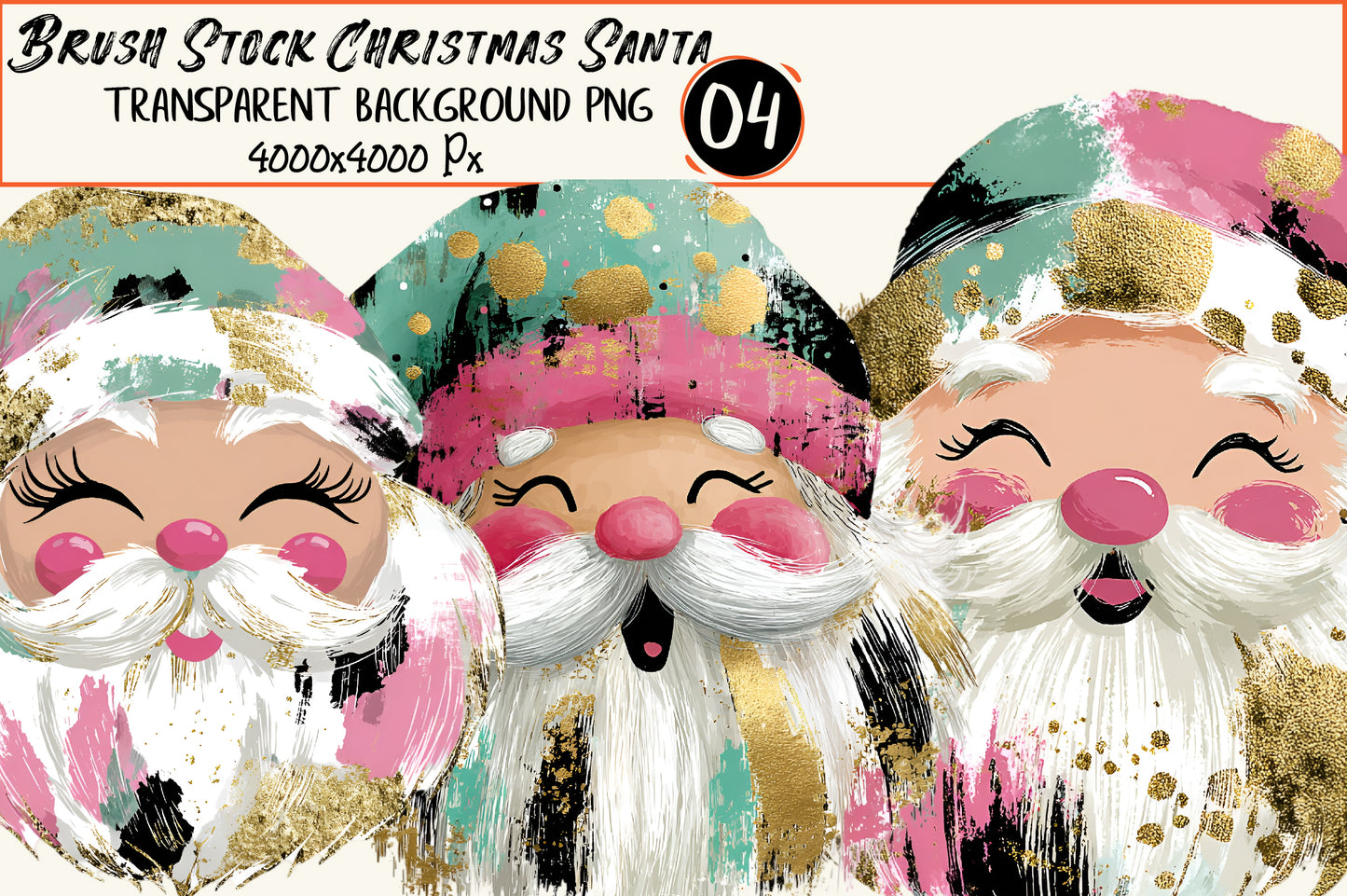 Brush Stock Christmas Santa Clipart PNG – 4 Designs